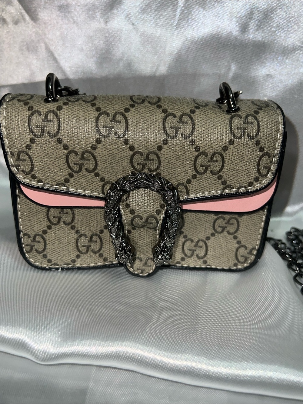 New Inspired Beige GG Monogram Crossbody with Pink Trim